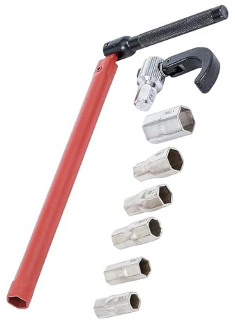 VZU Standhahnmutterschlüssel Set 9-17 mm, Standhahnschlüssel Universalwerkzeug, Standhahn Wasserhahn Montagewerkzeug, Armaturenschlüssel, Montageschlüssel für wc-sitz, Waschbeckenarmaturen (Rot)