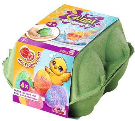 Simba Glibbi Blubber Ei, Vier lustige Badebomben in Eiform färben das Wasser und Lassen es sprudeln, ab 3 Jahren