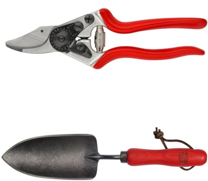 FELCO Set mit Gartenschere FELCO 6 und Pflanzkelle 401, Unverzichtbare Werkzeuge für Gartenarbeit, präzises Schneiden und Pflanzen