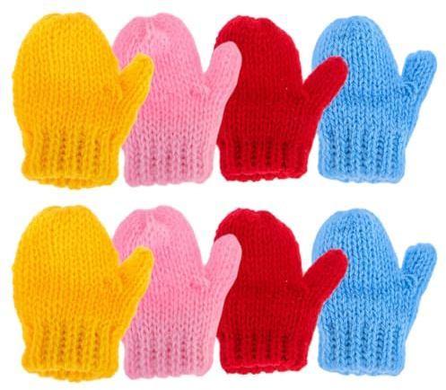 Puppenhandschuhe Mini Strickhandschuhe Set 8 Stück, Puppenhaus Zubehör | Miniatur Puppenzubehör,weiche Garnhandschuhe,Deko für Puppenhaus,Diy Bastelmaterial,bunte Puppenkleidung,Weihnachtsdekoration