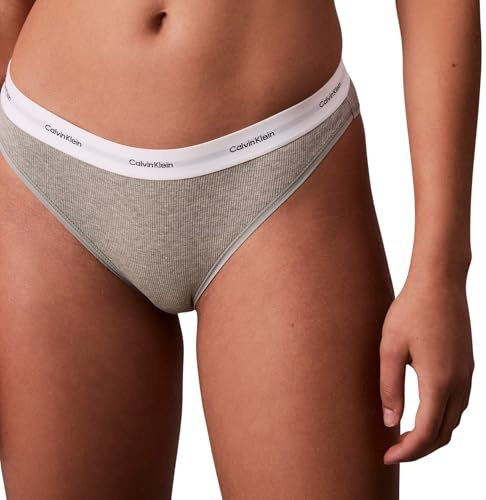 Calvin Klein Braguitas Tipo Bikini Mujer con Logotipo en la Cintura, Gris (Grey Heather), L