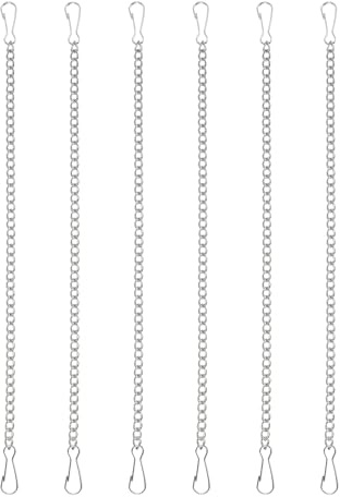 PATIKIL 6 Pcs Cadenas Colgantes Con Ganchos Plateado | Colgadores Para Comederos De Aves Macetas Faroles Campanas De Viento Pizarras Y Decoración