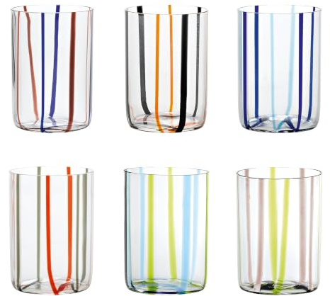 Zafferano Assortimento Bicchiere Tirache vetro borosilicato bicolore Verde-ametista box 6 pezzi