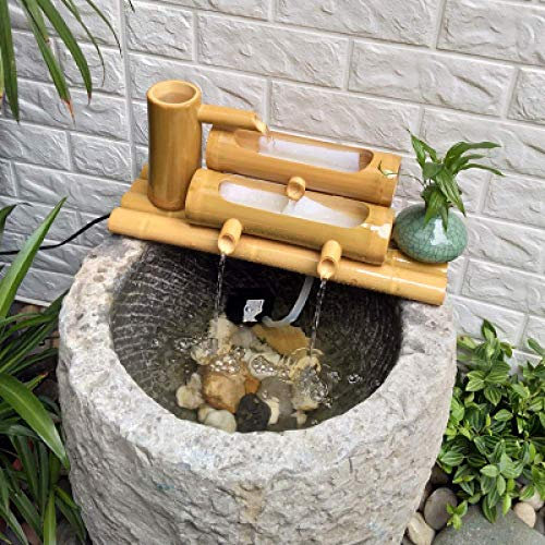 HUIBBGO Fontana di bambù da Giardino Fontana di bambù Fontana da Giardino Giapponese all'aperto Decorazione Moderna per Cortile da Giardino