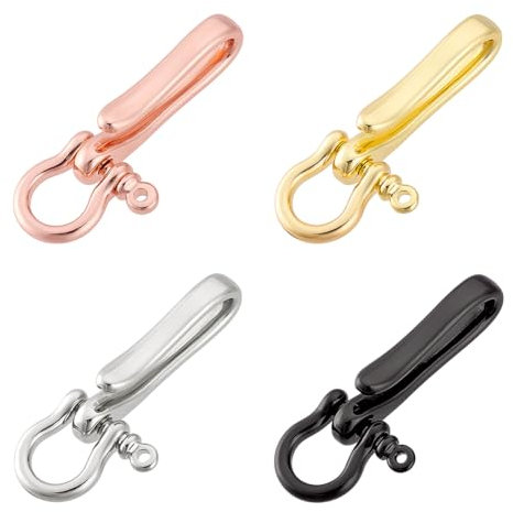 PH PandaHall Llavero de gancho en U de 4 colores de latón macizo, cierre de grillete para cinturón, llavero de coche, para hombres y mujeres, cartera, cadena, bolso, mochila, accesorio para el día del