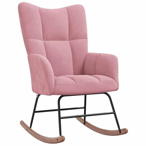 IBUQDDV Schaukelstuhl Wohnzimmer Lesesessel Schwingsessel Schaukelstuhl Samt Rosa für Wohnzimmer Schlafzimmer