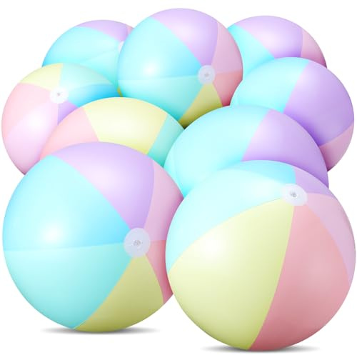 Sinmoe 12 Pcs Inflatable Beach Balls Bulk Pastel Color Jumbo Big Macaron Beach Balls Kids Summer Swimming Party Favor Water Games(12.5 Inch)