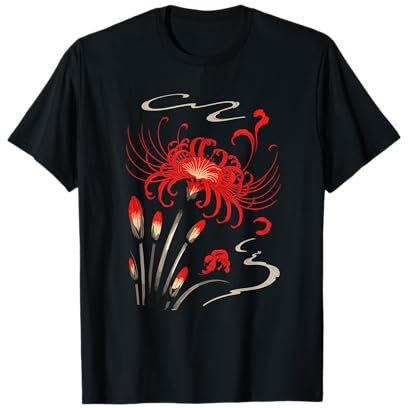 Japanese Style Art Manjushage Lys Araignée Rouge T-Shirt