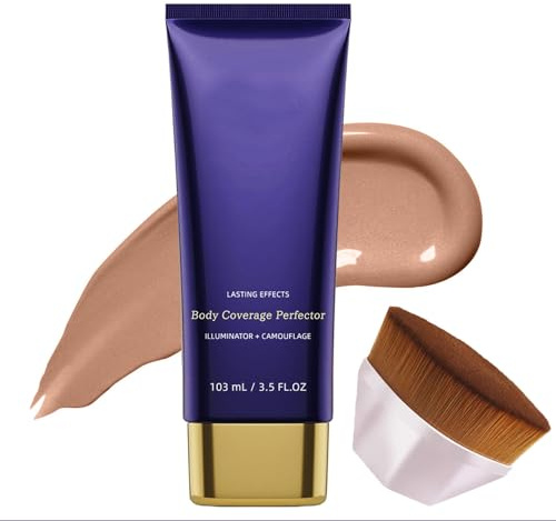 Körper-Concealer mit Pinsel – Flüssiger Concealer mit Voller Deckkraft für Gesicht und Körper, 24 Stunden Lang Faltenfrei, Vegan,Leichte Formel für Augenringe, Aknenarben,Muttermale – Gloden Radiance