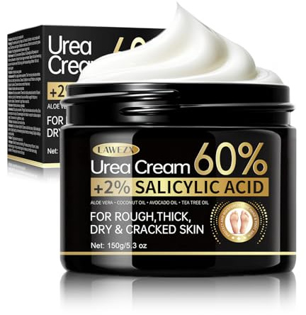 LAWEZX Crema Urea per Piedi e Mani, Crema Piedi Urea 60% con Acido Salicilico 2%, per Mani, Talloni, Gomiti e Ginocchia, Un'idratazione Profonda, Screpolati Rimozione e Ammorbidimento Dei Calli, 150g