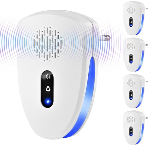 [2025 Upgraded] Ultraschall Schädlingsbekämpfer, Mäuse Mücken Fliegen Kakerlake Insekten Spinnen Mückenabwehr, 3 Arbeitsmodi Moskitoschutz Indoor, Ultraschall Mückenschutz für Haus und Garage 4 Stück