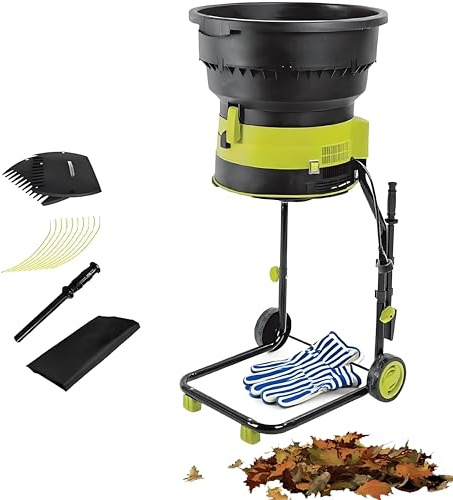 XUXIAO Trituratore Elettrico Senza Lame, Apertura tramoggia di Alimentazione da 54 cm, 8.000 Giri/min, tritura in Modo efficiente 208 l/min, per detriti da Giardino, Foglie e Rami 60MPowerCord