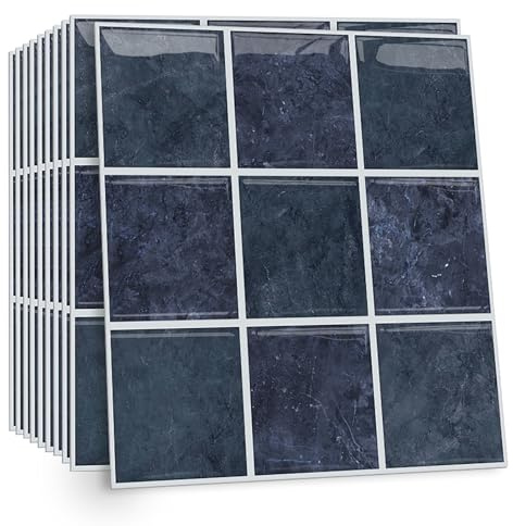 Celestdeco Navy Blue Tile Stickers 10Pcs Waterproof Peel Stick Bath 30x30cm