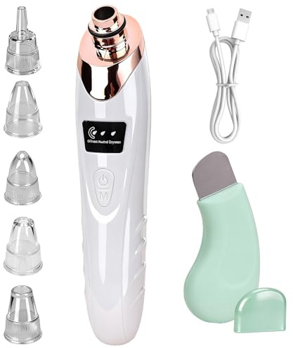 Blackhead Remover Vacuum, 3 Adjustable Suction Power Modes Blackhead Remover Tool For Face Nose Pore Vacuum Cleaner Remover 5 Replaceable Heads For Deep Cleansing Acne Pimple Whitehead Extractor