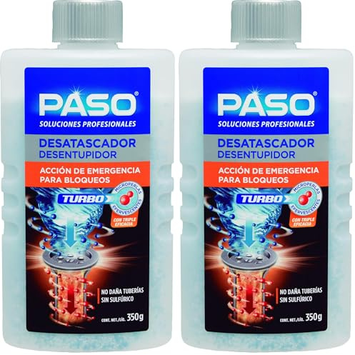 PASO - Desatascador turbo - Perlas desatasca tuberias - Alta eficacia - 350GR (Paquete de 2)
