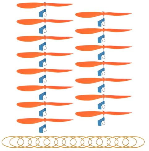 sourcing map Plastic Propeller, Propeller Props Blade with Rubber Band Hooks Helicopter Kit 5 Fold Resistant for STEM Activities Powered Airplanes DIY Science(Orange, Pack of 15)