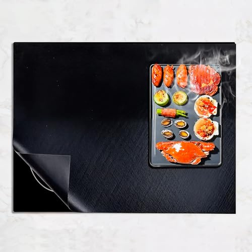 Induction Hob Protector Mat, Black Magnetic Hob Protector Mat for Induction Cooktops, Heat-Resistant Surface Cover, Scratch-Proof Black Hob Protector for Kitchen Worktops 78×52cm