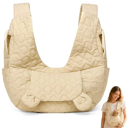 Hundetragetasche für kleine Hunde bis 10 kg, Verstellbarer Hunderucksack & Tragetasche mit gepolstertem Schultergurt, Fronttasche und Anti-Rutsch-Leine, ideal für Spaziergänge, Outdoor und Reisen