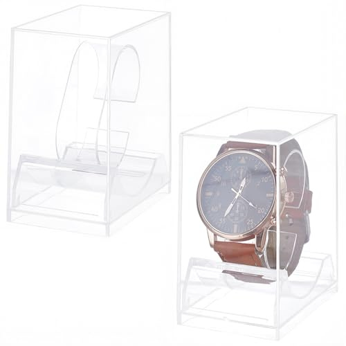 CREATCABIN 2 Unidad de Caja Expositora para Relojes Soporte Individual para Relojes Expositor de Pulseras de Acrílico Soporte para Joyería Organizador Caja Protectora para Exhibición En 5x7.5x8.9cm