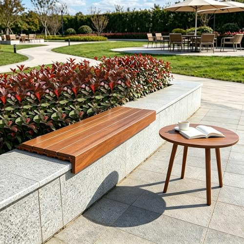 Aeovot Boden-Sitzkissen Outdoor aus Holz für Garten Bank Klemmkissen Wasserfest/rutschfest Seat Cushion Sitzauflagen Tragbare Bodenkissen für Treppen Stadion Terrasse Blumenbeet(L 35 cm/13.8 in)