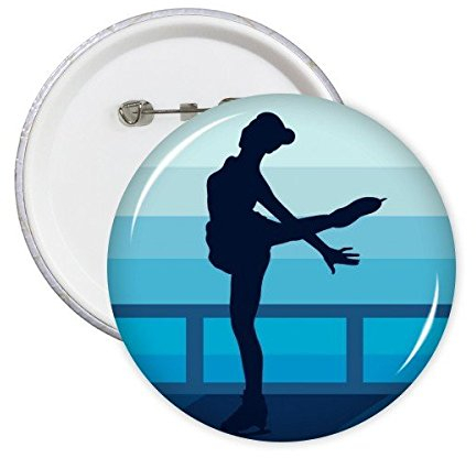 Winter Sport weiblich Eiskunstlauf Retro Watercolor Illustration rund Pins Badge Button Kleidung Dekoration 5 x Größe S