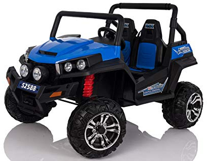 Elektro Spielzeugauto RSX Blue - 2.4Ghz, 2 x 12V, 4 X Motor, Fernbedienung, 2-Sitze in Leder, Soft Eva Räder, FM Radio, Bluetooth