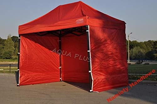 Bastionshop - Pavillon Zelt, Faltpavillon, Partyzelt, Grillpavillon mit Rahmen aus Stahl - Marktstand ideal für Märkte, in 60 Sekunden gebaut - für Freien, Garten, Party, Hochzeit - 2x3m - Rot