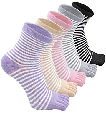 PUTUO Calcetines de Dedos Mujer para Deporte, Cinco Dedos del Pie, de Algodón, Suave y Transpirable, 5 Pares