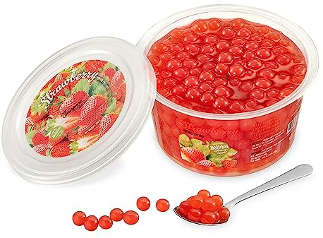 INSPIRE FOOD Bubble Tea Popping Boba Fresa 450 gramos | Prepara delicioso boba tea en casa | listo para usar sin necesidad de cocinar