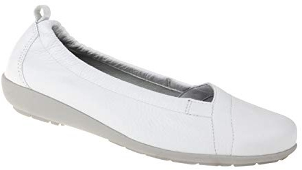 Natural Feet Bekväma ballerinaskor för kvinnor av hjortbär, polina, sportiga breda platta sommarskor, halvskor bredd H, lämplig för hallux valgus, supermjuka skor, utbytbar fotbädd, Vit, 43 EU bred