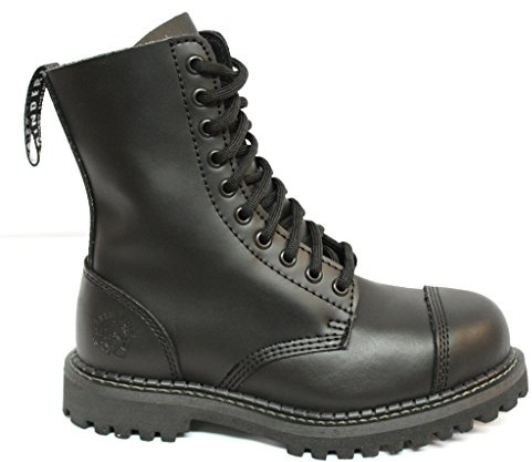 Grinders Stag CS Botas de Seguridad Unisex de Cuero Negro con Punta de Acero y 10 Ojales Estilo Punk/Militar 9