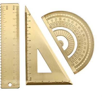3 pezzi in ottone per geometria matematica dorata 12 cm righello dritto goniometro triangolo righello di misurazione strumento educativo forniture strumenti di disegno per architetti ingegneri