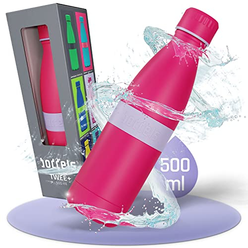 Boddels Trinkflasche 500ml mit rutschfestem Griff, Isolierflasche für Outdoor, doppelwandige Edelstahl Flasche, geeignet für Kohlensäure, Kinder