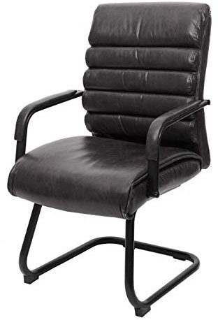Mendler Konferenzstuhl HWC-H31, Esszimmerstuhl Freischwinger Stuhl, Vintage Wildleder-Optik Metall FSC® - Kunstleder schwarz