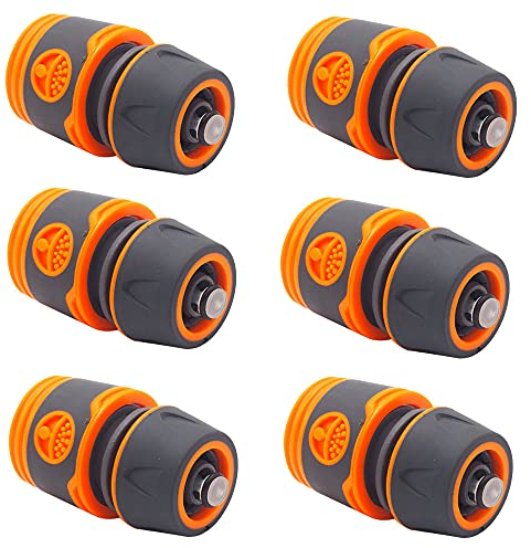 6 Stück Waterstop Anschluss, Schlauchverbinder, 1/2 Schlauchkupplung, Plastik Schneller Schlauchanschluss mit Wasserstopp-Funktion zur Verwendung mit Gartenschlauch, Schlauchdüsen-Spritzpistole