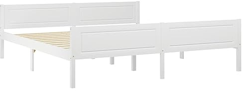 vidaXL Kiefernholz Massivholzbett Bettgestell Holzbett Futonbett Bett Doppelbett Bettrahmen mit Lattenrost Schlafzimmerbett Weiß 180x200cm