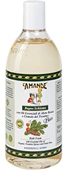 L'AMANDE - Bagnoschiuma Uomo e Donna con Oli Essenziali Naturali, Docciaschiuma Gel Detergente e Idratante Corpo, Bagno Schiuma Delicato ad Azione Rilassante, Abete Rosso e Cirmolo del Trentino 500 ml