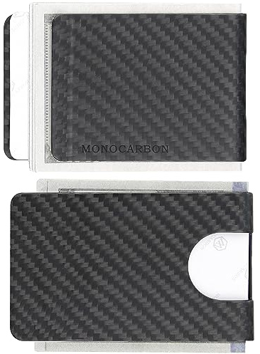 MONOCARBON Carbon-Fiber-Wallet for men and Mens Credit Cards Money Holder Clip Minimalist Money Clips for Cash Credit Card Holder Wallet.(Twill Matte Black)