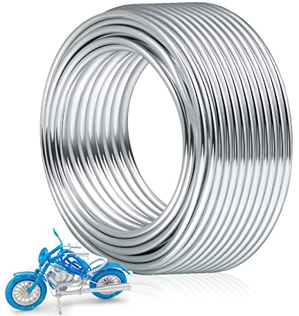 3 mm hantverkstråd för skulptering, 52 fot aluminiumtråd, böjbar tjock metalltråd för bonsaiträd, blommig armatur, tråd, vävning, lindning, lermodeller, dockor, gör-det-själv-smyckestillverkning (9 Gauge tjocklek)