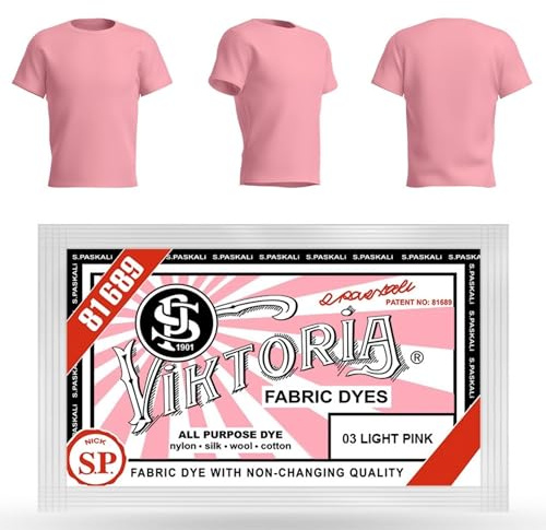 HOPS Viktoria Dye (58 Colors) - Textile Dye for Clothing, Fabric, Jeans, 10g Powder, Compatible with Cotton, Linen, Silk, Wool, Viscose, Nylon, Satin, Wood, Plastic, Color Salmon