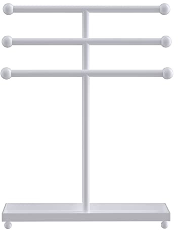 INTIRILIFE 3-stufiger Schmuckbaum Schmuckständer aus Eisen in Weiß - 31 x 10 x 41 cm - Präsentationsständer für Ketten Armbänder zum Ablegen und Aufbewahren von Accessoires oder Schmuck