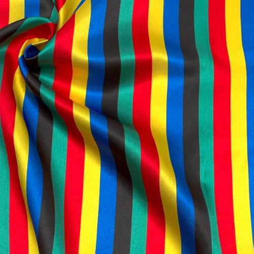 STOFFKONTOR Satin Modestoff Dekostoff Mixed Dots - Stoff glänzend - Meterware, Farbe Multicolor- zum Nähen von Bekleidung, Karneval, Dekorationen uvm.