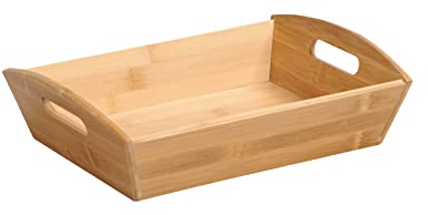 Kesper Aufbewahrungskorb mit Zwei Griffen aus Bambus, Farbe: Braun, Maße: 31,5x23x9 cm, 57820