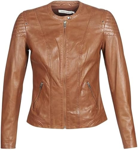 IMPERIAL STUDIOS Giacca da motociclista da donna in vera pelle di agnello da donna, vestibilità elegante giacca casual con cerniera incrociata sottile e tasche con cerniera, per motociclista, M