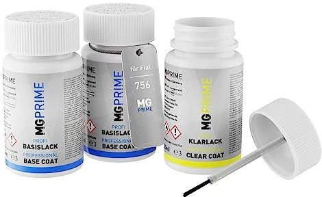 MG PRIME Vernice per auto Kit stilo di ritocco per Fiat 756 Misano Blu Vernice di fondo vernice di base vernice trasparente ognuno 50ml