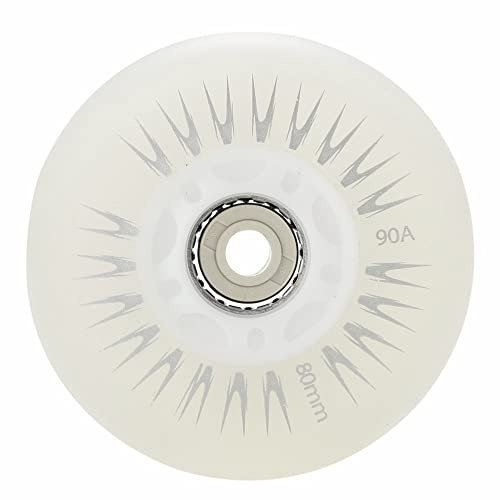 AMEEDA Skateboard Rollen 80mm 90A Inline-Roller-Skate-Räder 4 / 2pcs gleiten Schlittscheiße blinkende Radrollen langlebige leuchtende Ersatz Skateboard-Räder (Color : 2PCS 01 White)