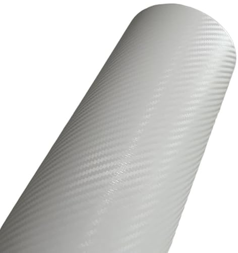 Autofolie Schwarz-rot-weiße Kohlefaser-Vinyl-Autoverpackungsfolie mit Luftfreisetzung, Selbstklebende Motorrad-Roller-Boot-Autoaufkleberverpackung Auto Folie (Color : White, Size : 30cm x 152cm)