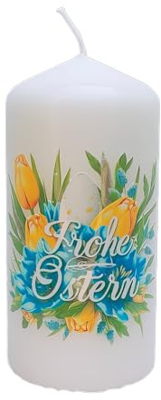 Osterzauber: Frohe Ostern – Hochwertige Osterkerze mit vielfältigen, einzigartigen Ostermotiven und präzisem Druck – KEINE FOLIE, 3D-Effekt (120OST04)