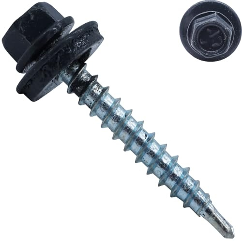 100 Stück Trapezblechschrauben mit EPDM Dichtscheibe - 4,8 x 20/15 - RAL 7016 - Anthrazitgrau - Bohrschrauben 6-kant - kopflackiert - selbstschneidend - SC5164