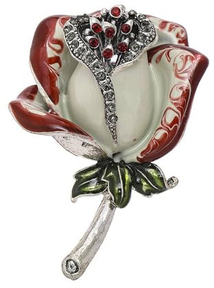 IMINI Emaille Blumen Brosche für Damen Zirkonia Rose Blumen Abzeichen Anstecknadeln Scraf Clip Anstecknadeln für Stoffkleid Tasche